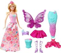Barbie Dreamtopia Poupee Bonbons Coffret 3 en 1 Blonde avec Trois Tenues Roses de Princesse, Sirane et Fee, Jouet pour Enfant, DHC39 Exclusivité sur Amazon