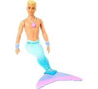 Barbie Dreamtopia poupée Ken Triton avec nageoire Arc-en-Ciel Bleue et Cheveux Blonds, Jouet pour Enfant, FXT23