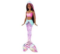 Barbie Dreamtopia Poupée Sirène Brune, Lumière et Danse Aquatique à Plonger dans l'eau, avec Mouvements de Nageoire, Jouet pour Enfant, GFL83