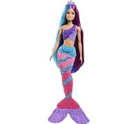 Barbie Dreamtopia poupée Sirène Cheveux Longs Fantastiques Bicolores avec Brosse, diadèmes et Accessoires, Jouet pour Enfant, GTF39