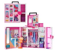 Barbie Dressing De Rêve Avec Espace Jeu Sur 2 Niveaux, Plus De 60 Cm De Large, Plus De 15 Espaces Rangement, Tenues Et Accessoires Inclus, Jouet Enfant, A Partir De 3 Ans, HBV28