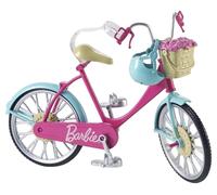 Barbie Bicyclette pour poupée DVX55 avec casque bleu et panier à roses – Jouet pour enfant