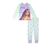 Barbie Ensemble de pyjama pour fille de 3 à 10 ans, produit officiel, Vert, 7-8 Years
