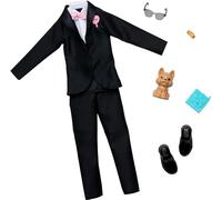 Barbie Ensemble de vêtements pour poupée Ken le jour du mariage, smoking avec accessoires pour un look complet