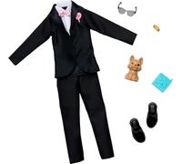 Barbie Ensemble de vêtements pour poupée Ken le jour du mariage, smoking avec accessoires pour un look complet