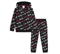 Barbie Ensemble Fille, Sweat à Capuche Zippé et Pantalon Jogging (Noir, 4-5 Ans)