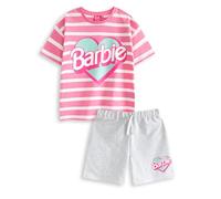 Barbie Ensemble t-shirt et short à rayures roses Fille | Tee-shirt graphique classique | Haut à manches courtes avec ceinture élastiquée | Vêtements de dessin animé pour enfants