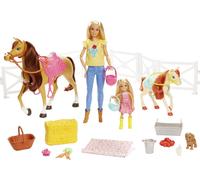 Barbie Equitation avec Barbie (blonde), Chelsea, un cheval et un poney