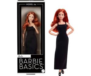 Barbie Essentiels Poupée de Collection modèle 04 avec Cheveux Roux bouclés, Petite Robe Noire et Bottes, Tenue à Coupe Universelle, poupée articulée morphologie Petit gabarit, JBH74