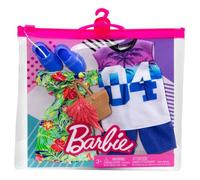 Barbie et Ken Tropical Fashion Pack - HBV72 - Ensemble de 2 Tenues - robe tropicale + sac pour Barbie, maillot + short de bain pour Ken