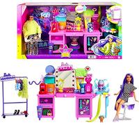 Barbie Coffret Coiffeuse Extra GYJ70 – poupée articulée exclusive, chiot, 45+ éléments