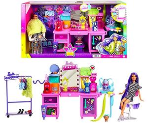 Barbie Extra Coffret Coiffeuse avec poupée articulée Exclusive, Figurine Chiot et Plus de 45 éléments, Jouet pour Enfant, GYJ70