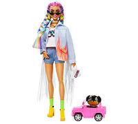 Barbie Extra poupée articulée aux Cheveux Multicolores, Look Tendance et Oversize, avec Figurine Animale et Accessoires Inclus, Jouet pour Enfant, GRN29