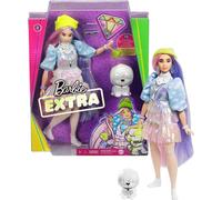 Barbie Extra poupée articulée aux Cheveux Roses et Bleus, Look Tendance et Oversize, avec Figurine Animale et Accessoires Inclus, Jouet pour Enfant, GVR05