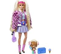 Barbie Extra poupée articulée Blonde aux Longues couettes, Look Tendance et Oversize, avec Figurine Ourson et Accessoires Inclus, Jouet pour Enfant, GYJ77