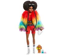Barbie Extra poupée articulée Brune au Look Tendance et Oversize, avec Figurine Animale et Accessoires Inclus, Jouet pour Enfant, GVR04