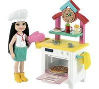 Barbie Famille Chelsea Métiers Coffret Pizzeria, Mini-poupée Brune et Accessoires, Jouet pour Enfant, GTN63