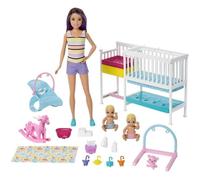 Barbie - Famille coffret Chambre des jumeaux - Skipper baby-sitter - Plus de 15 éléments de jeu