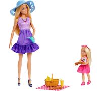 Barbie Famille et Amis Barbie Pique-Nique Coffret avec grande et petite poupée,