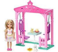 Barbie Famille Mini-poupée Blonde Chelsea et Pergola pour Pique-Nique avec Figurine de Lapin et Petits Accessoires, Jouet pour Enfant, FDB34 G