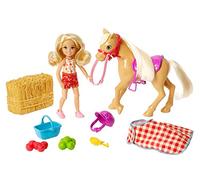 Barbie Famille Mini-Poupée Chelsea et Son Poney à La Ferme, Botte de Paille et Accessoires, Jouet pour Enfant, GFF50