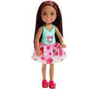 Barbie Famille Mini-Poupée Chelsea Fille Brune, Haut Motif Lion Et Jupe Rose à Fleurs, Jouet pour Enfant, FXG79