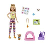 Barbie - Famille poupée mannequin Stacie camping - Avec mini-figurine chiot