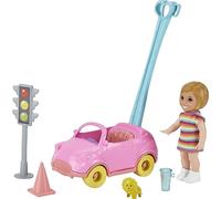 Barbie Famille Skipper Baby-Sitter Coffret Voiture avec Mini-poupée Fille, feu Tricolore et Accessoires, Jouet pour Enfant, GRP17