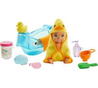 Barbie Famille Skipper Baby-Sitter Spécial Bain, Figurine bébé Blond, Baignoire et Accessoires, Jouet pour Enfant, GHV84 Multicolore
