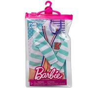 Barbie Fashion Pack Ken - Ensemble vêtements - Pull rayé Bleu et Blanc + Long Short Kaki et Un Masque pour poupée Ken MTHBV39