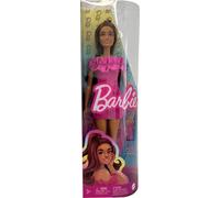Barbie Fashionista Poupée de mode aux cheveux ondulés, robe aux épaules dénudées, chaussures noires, 1977 Style, Mattel HRH15