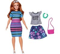 Poupée Barbie Fashionistas : Robe À Rayures Et Jupe À Fleurs