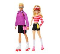 Barbie Fashionistas Coffret 2 poupées et 6 accessoires, poupées de collection Barbie et Ken en patins à roulettes, 65e anniversaire, HXK90