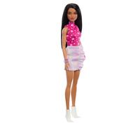 Barbie Fashionistas Doll #215 with Black Straight Hair, Pink Star-Print Top & Ir