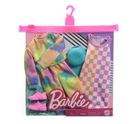 Barbie Fashionistas Kit vêtements, 2 Tenues pour poupée Dont Ensemble tie & Dye, Robe à Carreaux et accesssoires, Jouet pour Enfant, GRC84