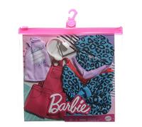 Barbie Fashionistas Kit vêtements, 2 Tenues pour poupée Dont Robe Sweat, Salopette en Jean et accesssoires, Jouet pour Enfant, GRC86