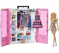 Barbie Fashionistas Le Dressing de Rêve Rose et poupée Blonde, fourni avec cintres et Plus de 15 Accessoires, Jouet pour Enfant, GBK12