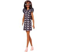 Barbie Fashionistas poupée Mannequin #140 aux Longs Cheveux Bruns et avec Une Robe à imprimé Souris, Jouet pour Enfant, GYB01