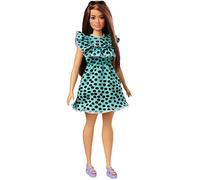 Barbie Fashionistas poupée Mannequin #149 aux Longs Cheveux Bruns et avec Une Robe à Pois, Jouet pour Enfant, GHW63