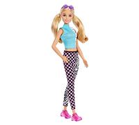 Barbie Fashionistas poupée Mannequin #158 aux couettes Blondes avec Legging à Motifs Damier et zèbre, Jouet pour Enfant, GRB50