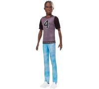 Barbie Fashionistas Poupée Mannequin Ken #130 Brun avec Maillot de Sport, Jeans et Chaussures Blanches, Jouet pour Enfant, GDV13