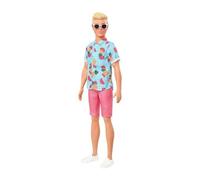 Barbie Fashionistas poupée Mannequin Ken #152 aux Cheveux blonds moulés avec Chemise Bleue Tropicale et Short Corail, Jouet pour Enfant, GYB04