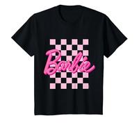 Barbie - Fond Damier Logo Barbie T-Shirt, Enfant, Noir, 4 Ans