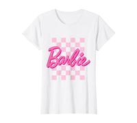 Barbie - Fond Damier Logo Barbie T-Shirt, Femme, Blanc, XL