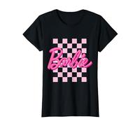 Barbie - Fond Damier Logo Barbie T-Shirt, Femme, Noir, L