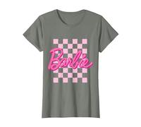 Barbie - Fond Damier Logo Barbie T-Shirt, Femme, Vert Kaki chiné, XL