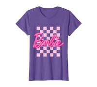 Barbie - Fond Damier Logo Barbie T-Shirt, Femme, Violet Chiné, XL
