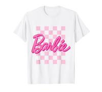 Barbie - Fond Damier Logo Barbie T-Shirt, Homme, Blanc, 4XL