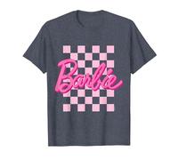 Barbie - Fond Damier Logo Barbie T-Shirt, Homme, Bleu Chiné, XL