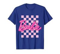 Barbie - Fond Damier Logo Barbie T-Shirt, Homme, Bleu Royal, XL